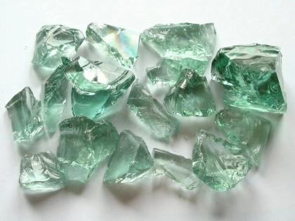 Glass stones light green | fire pit glass | glass lump 20-40 mm/20-kg